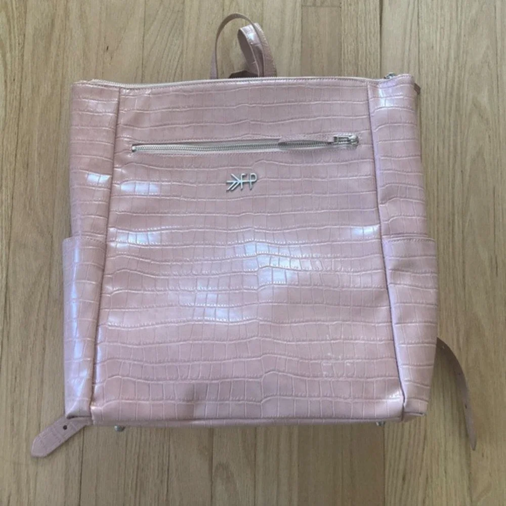 Freshly Picked Vegan Leather Baby Diaper Bag Changing Pad‎ Croc Pink Chic Edgy